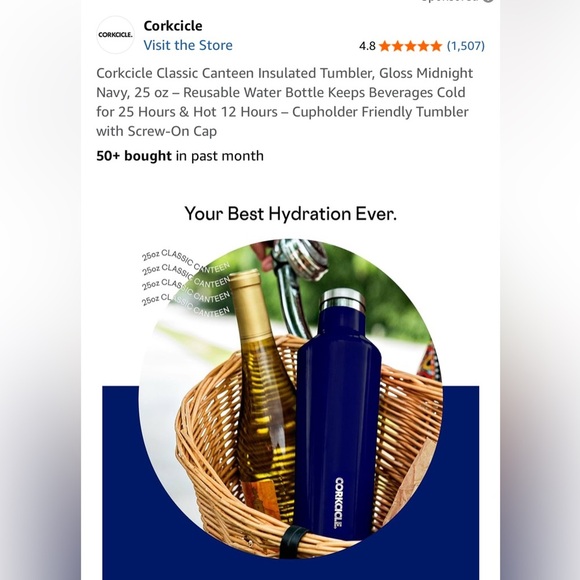 Corkcicle Deep Blue - Purple hot/cold Bottle - Picture 5 of 5